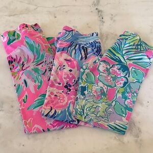 Lilly Pulitzer Pink and Green Floral Leggings BUNDLE